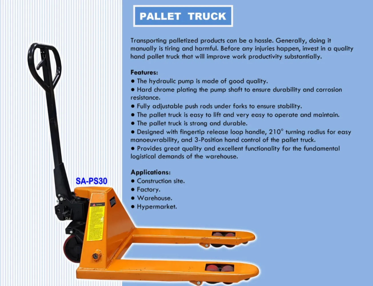 Heavy-Duty Pallet Truck SA-PS30